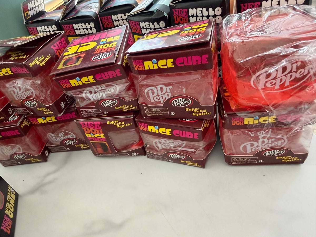 Dr Pepper themed Nice Cube super solid squish toys