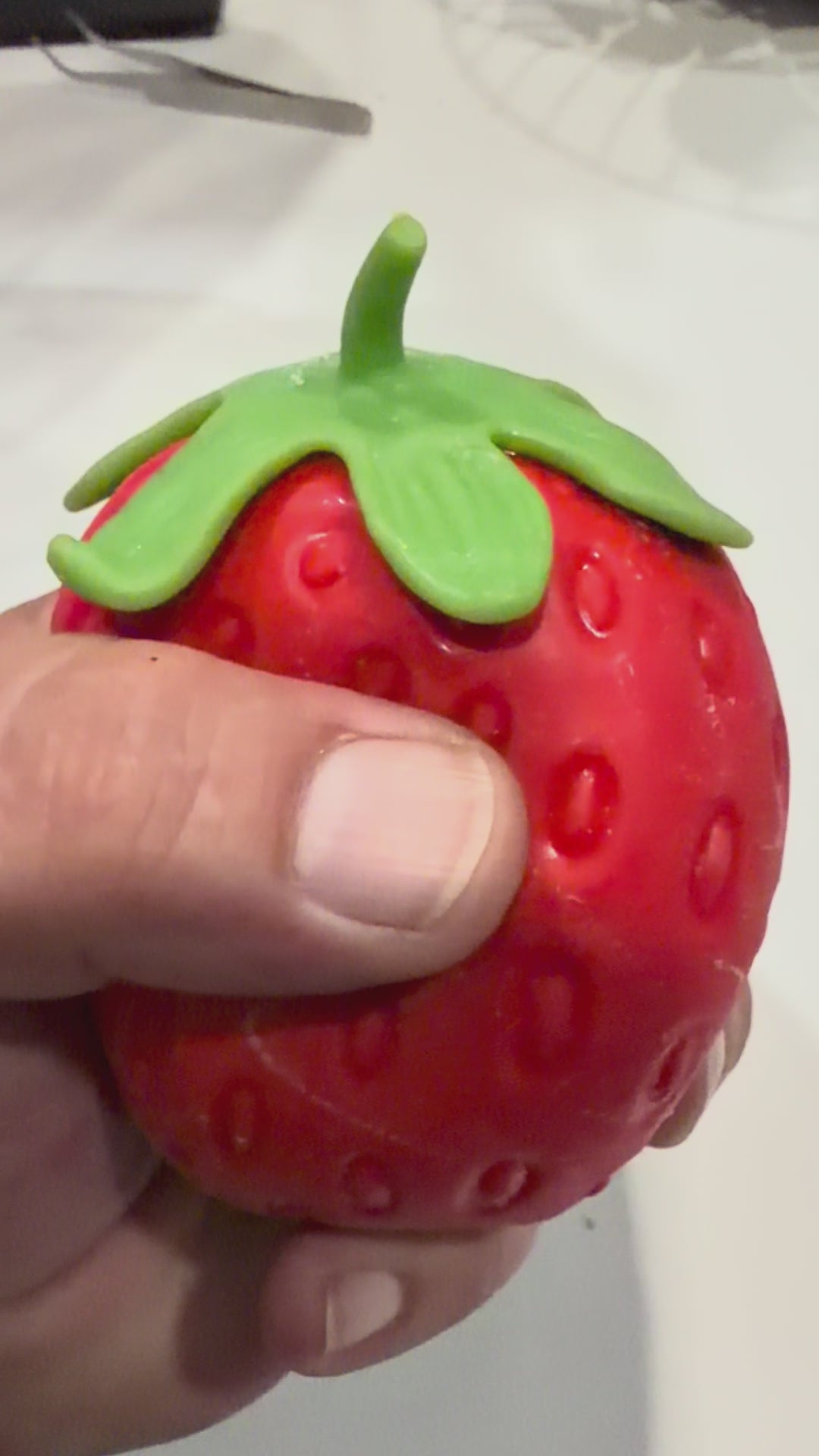 Medium Strawberry Squishy – Squeezable Sensory Fidget Toy
